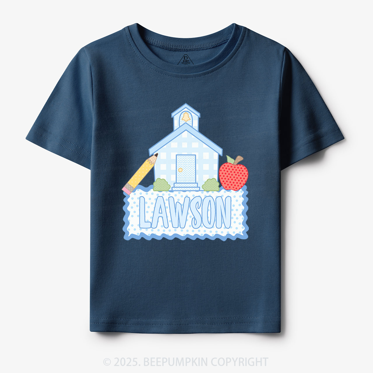 Personalized Blue Schoolhouse Toddler&Kid's Tees Beepumpkin