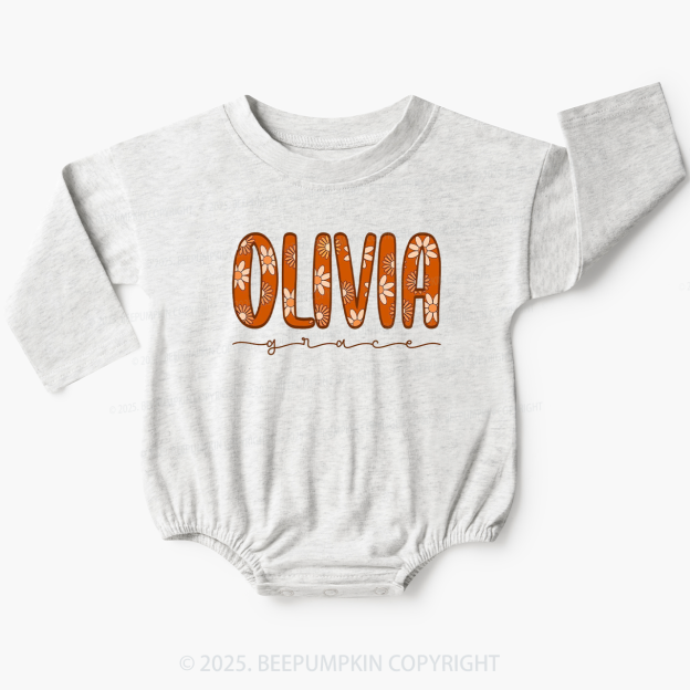 Personalized Boho Floral Name Baby Bubble Romper Beepumpkin
