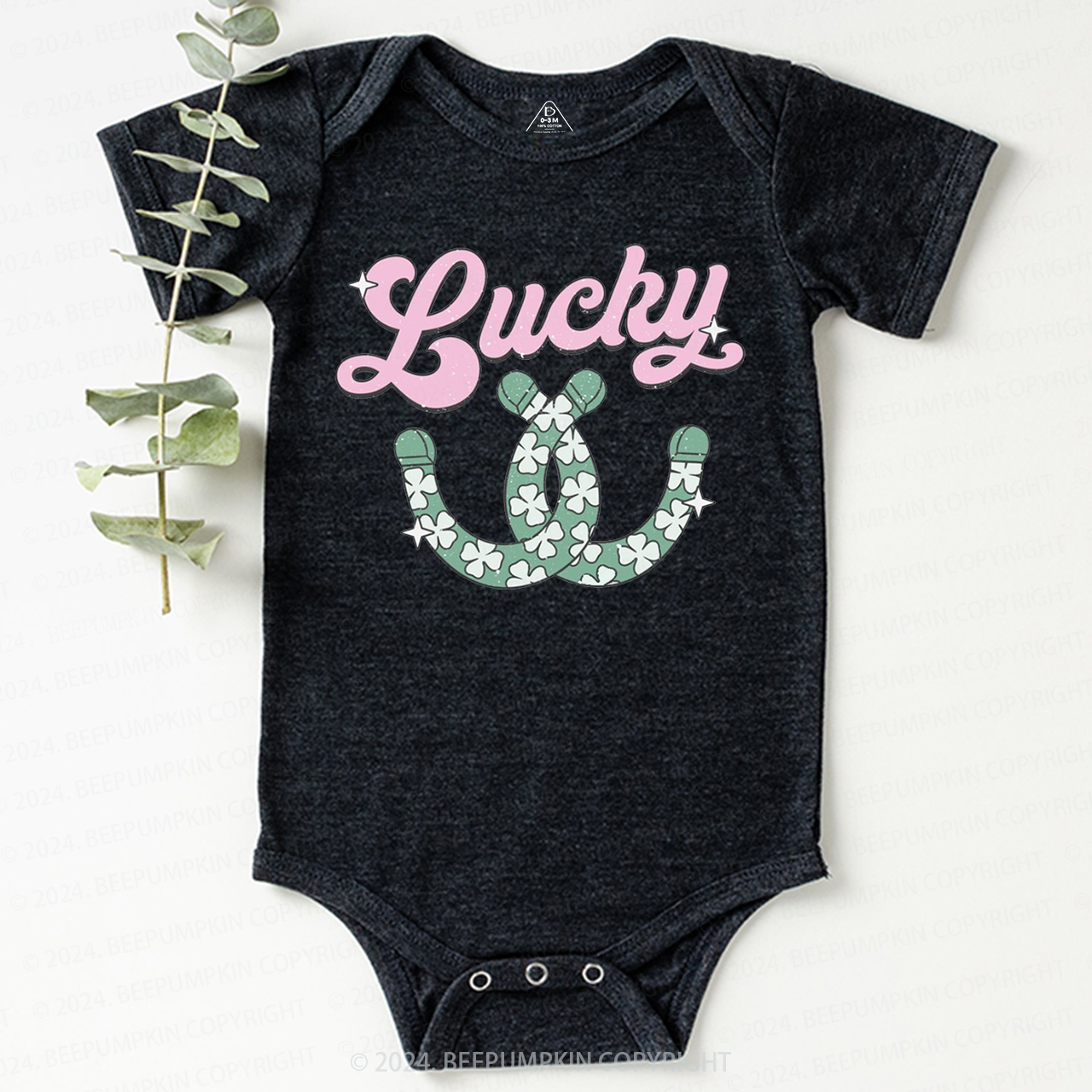 Lucky Western Horseshoes St. Patrick's Day Bodysuit Beepumpkin