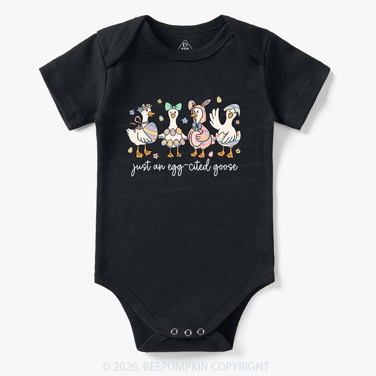 Just an Egg-cited Goose Happy Easter Baby Bodysuit