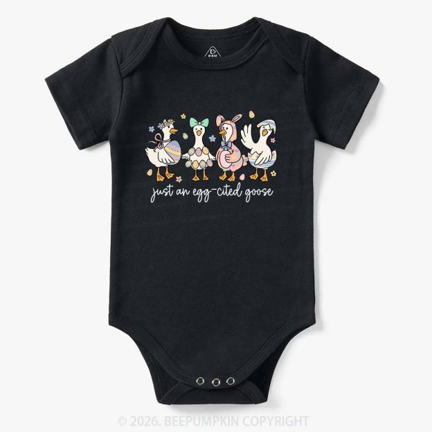 Just an Egg-cited Goose Happy Easter Baby Bodysuit