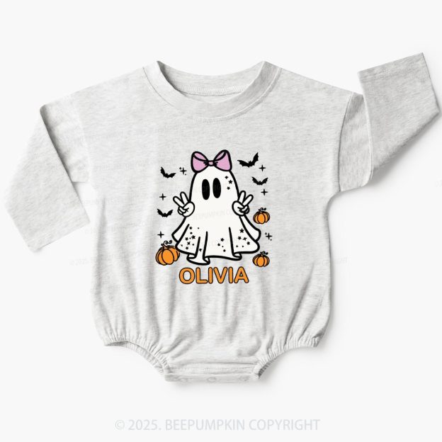 Personalized Halloween Boy Ghost Baby Bubble Romper Beepumpkin