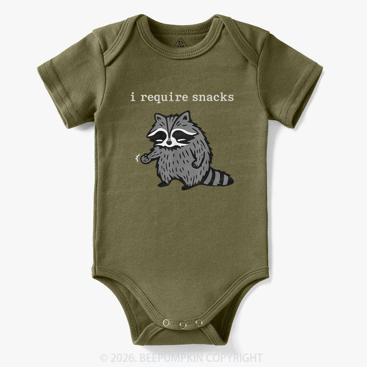 I Require Snacks Raccoon Bodysuit