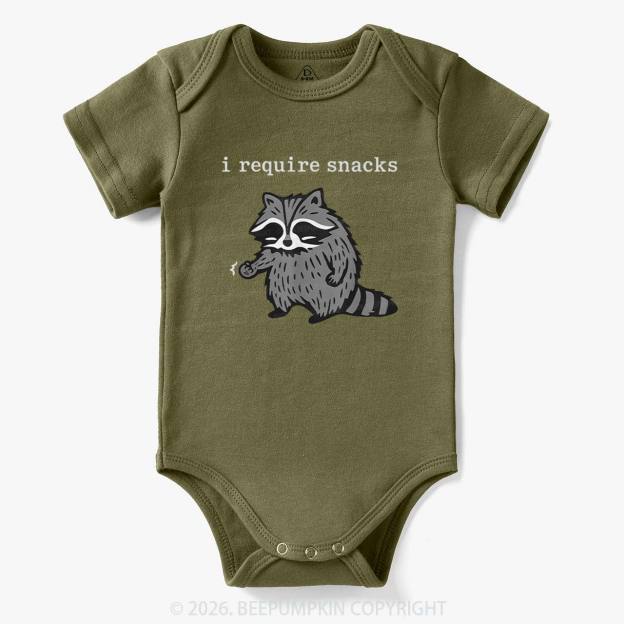 I Require Snacks Raccoon Bodysuit