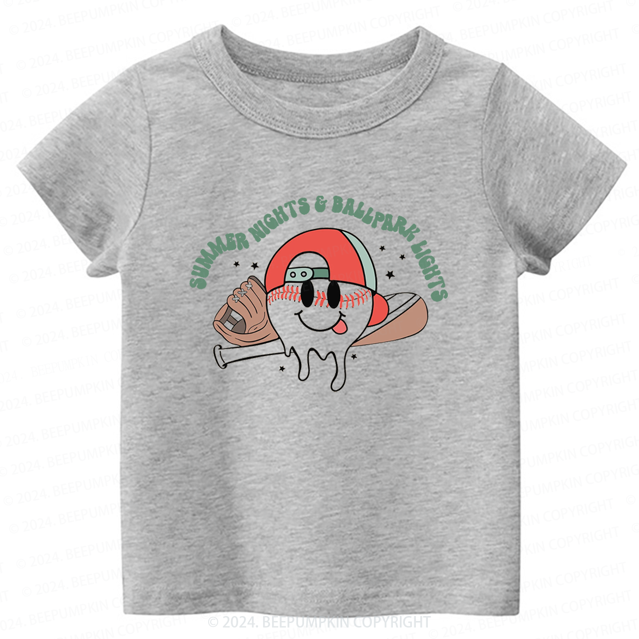 Summer Nights And Ball Park Lights Toddler&Kids Tees 