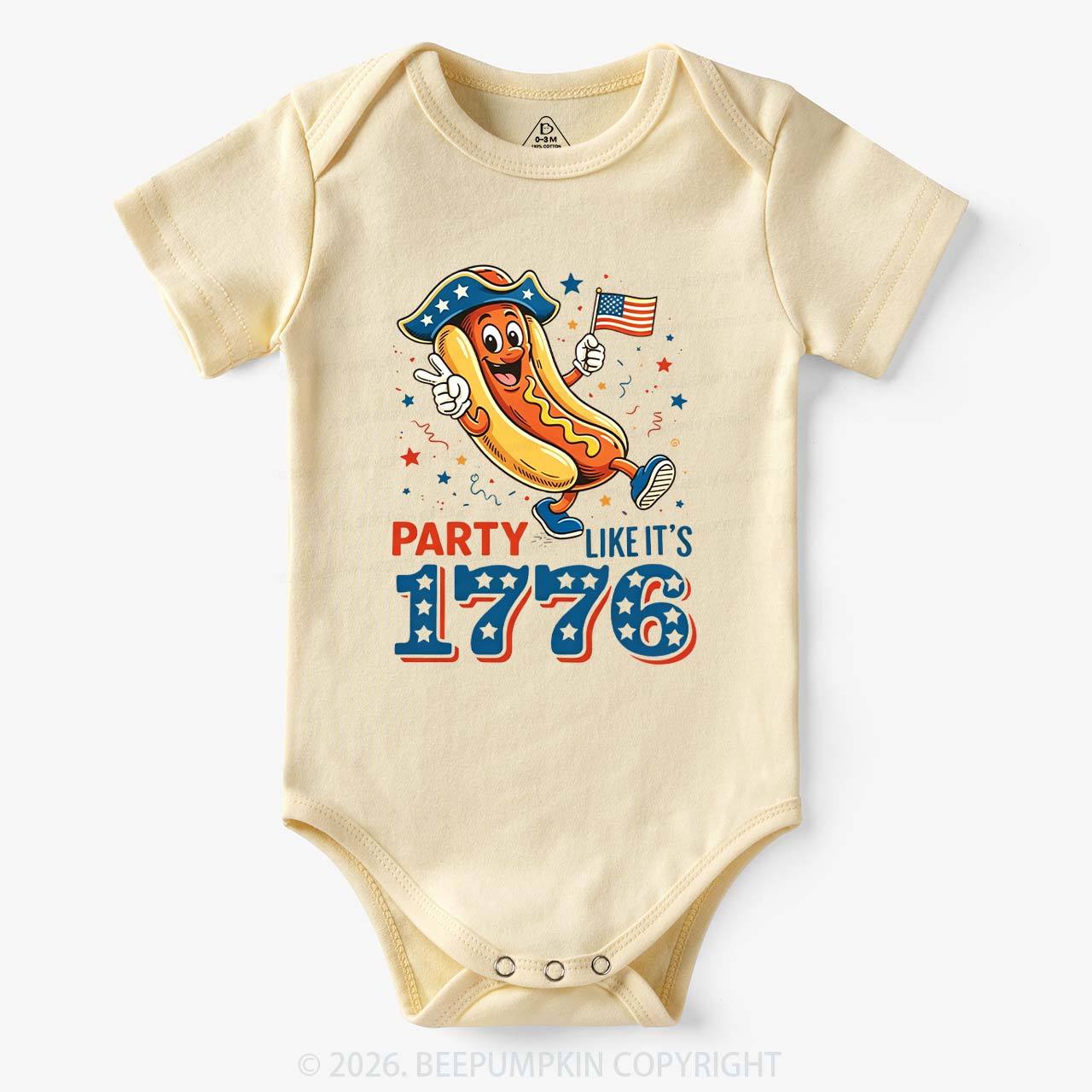 Party Like It's 1776 4th Of July Hot Dog Bodysuit