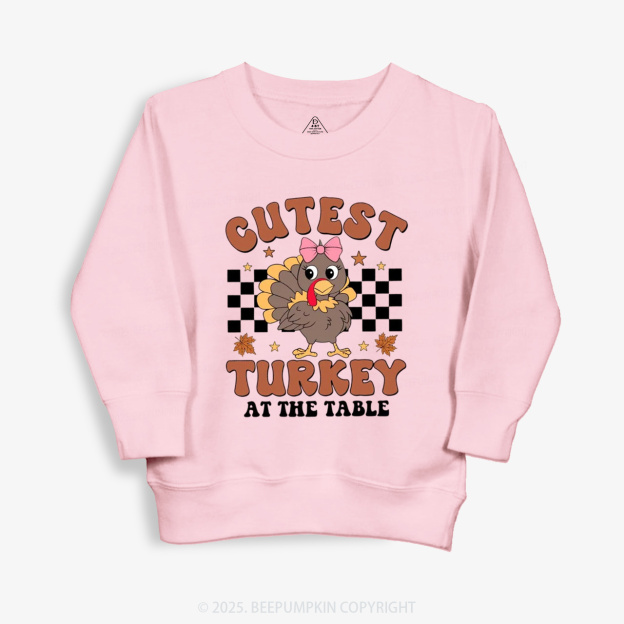 Coolest Turkey At The Table Thanksgiving Kid's Sweatshirt