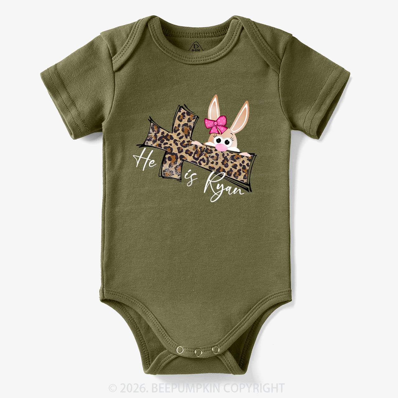 Faith Bunny & Leopard Cross Baby Bodysuit