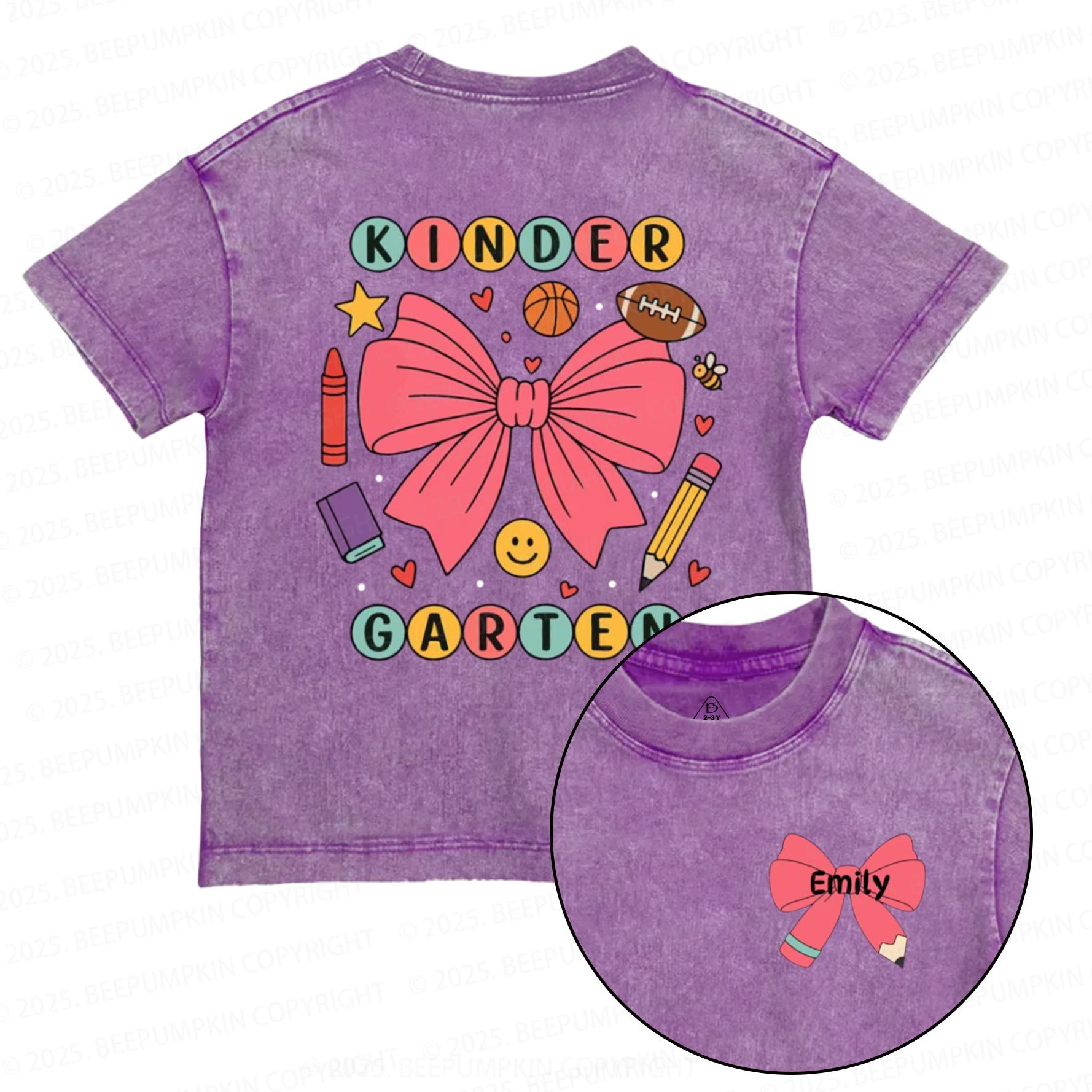 Personalized Coquette Kindergarten Toddler&Kids Washed Tees