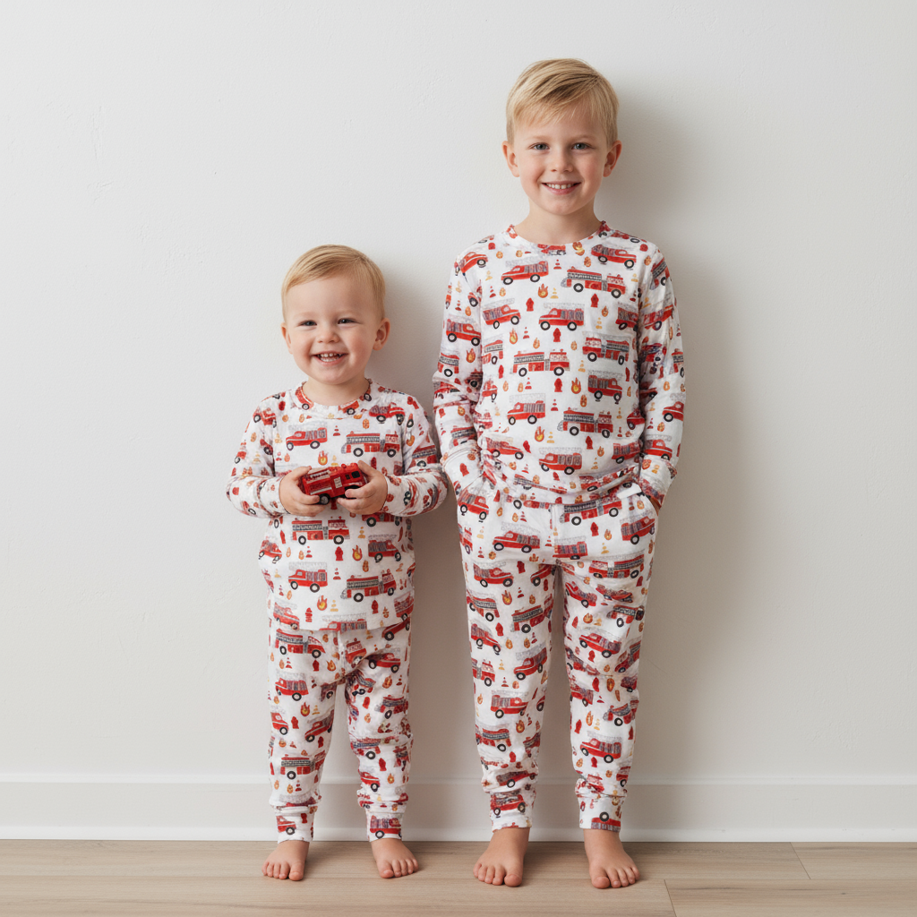 Fire Truck Two-Piece Pajama Set For Kids
