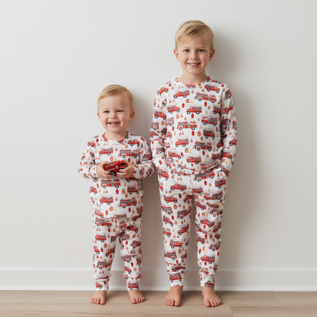Fire Truck Two-Piece Pajama Set For Kids