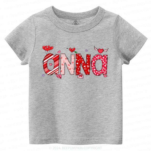 Personalized Valentine Love BalloonToddler&Kids Tees Beepumpkin