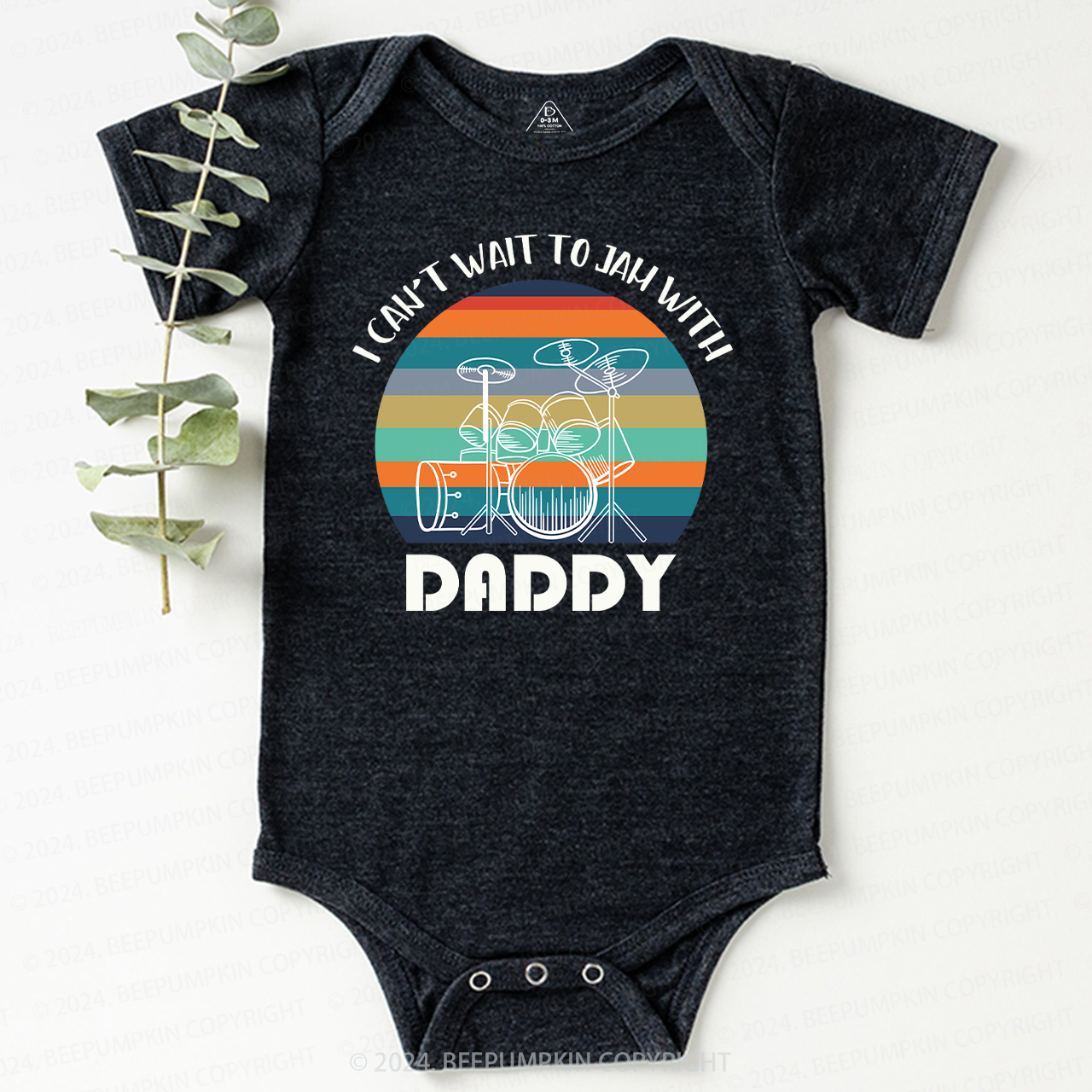 Colorful Can't Wait To Jam With Daddy Baby Bodysuit 8