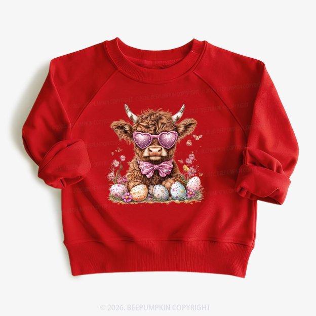 Easter Day Highland Cow Kid's Sweatshirt
