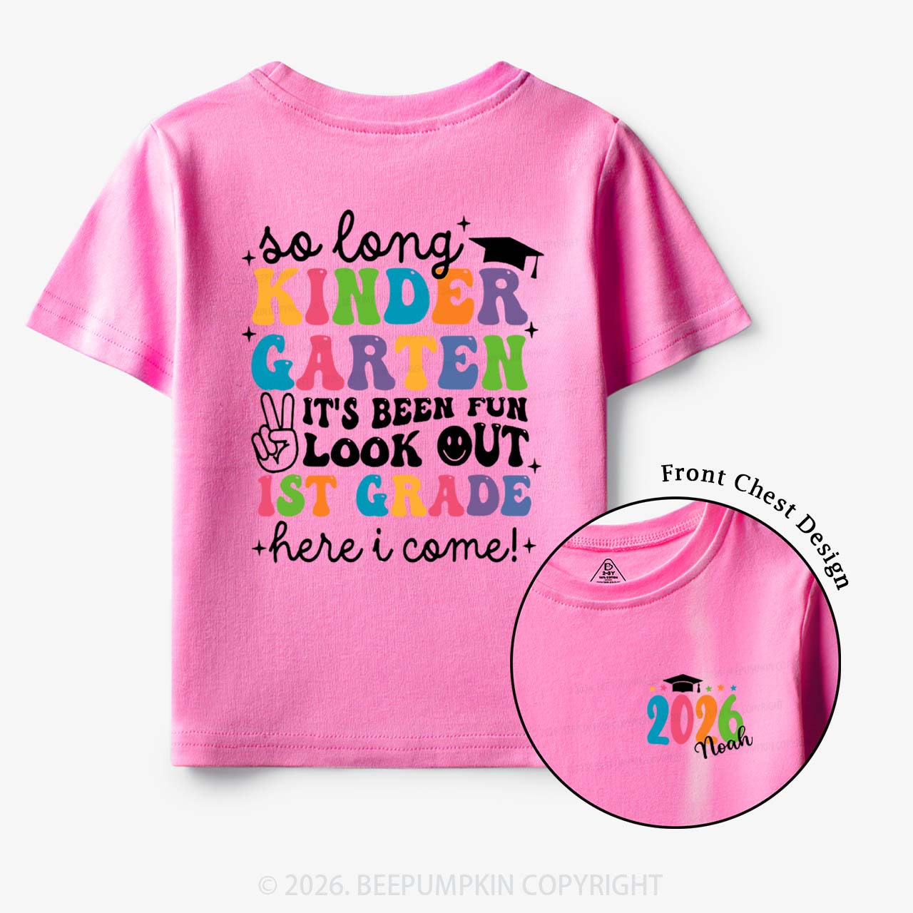 Personalized Name So Long Kindergarten Hello 1st Grade Toddler&Kid's Tees