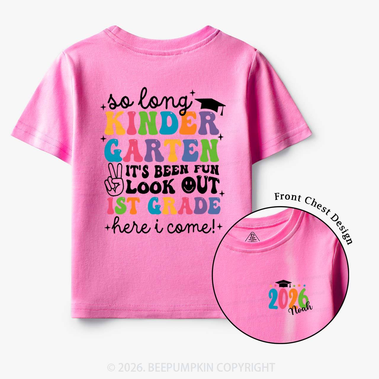 Personalized Name So Long Kindergarten Hello 1st Grade Toddler&Kid's Tees
