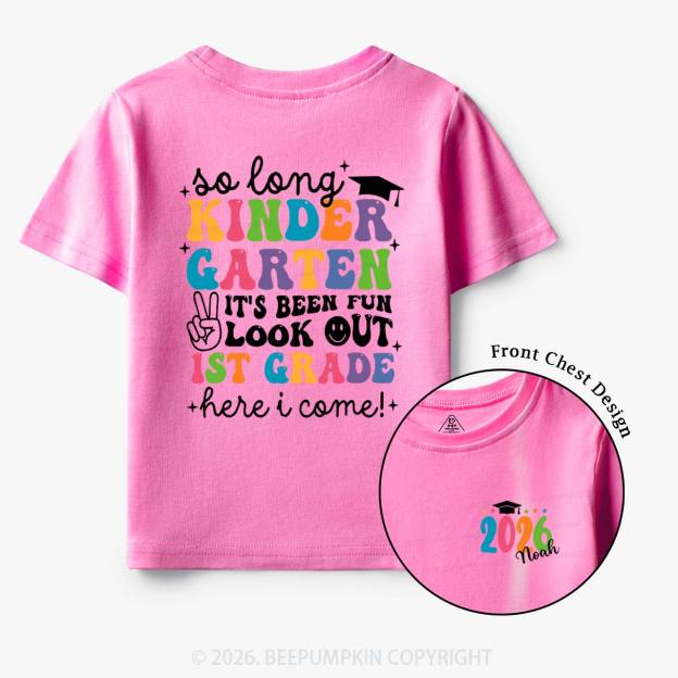 Personalized Name So Long Kindergarten Hello 1st Grade Toddler&Kid's Tees