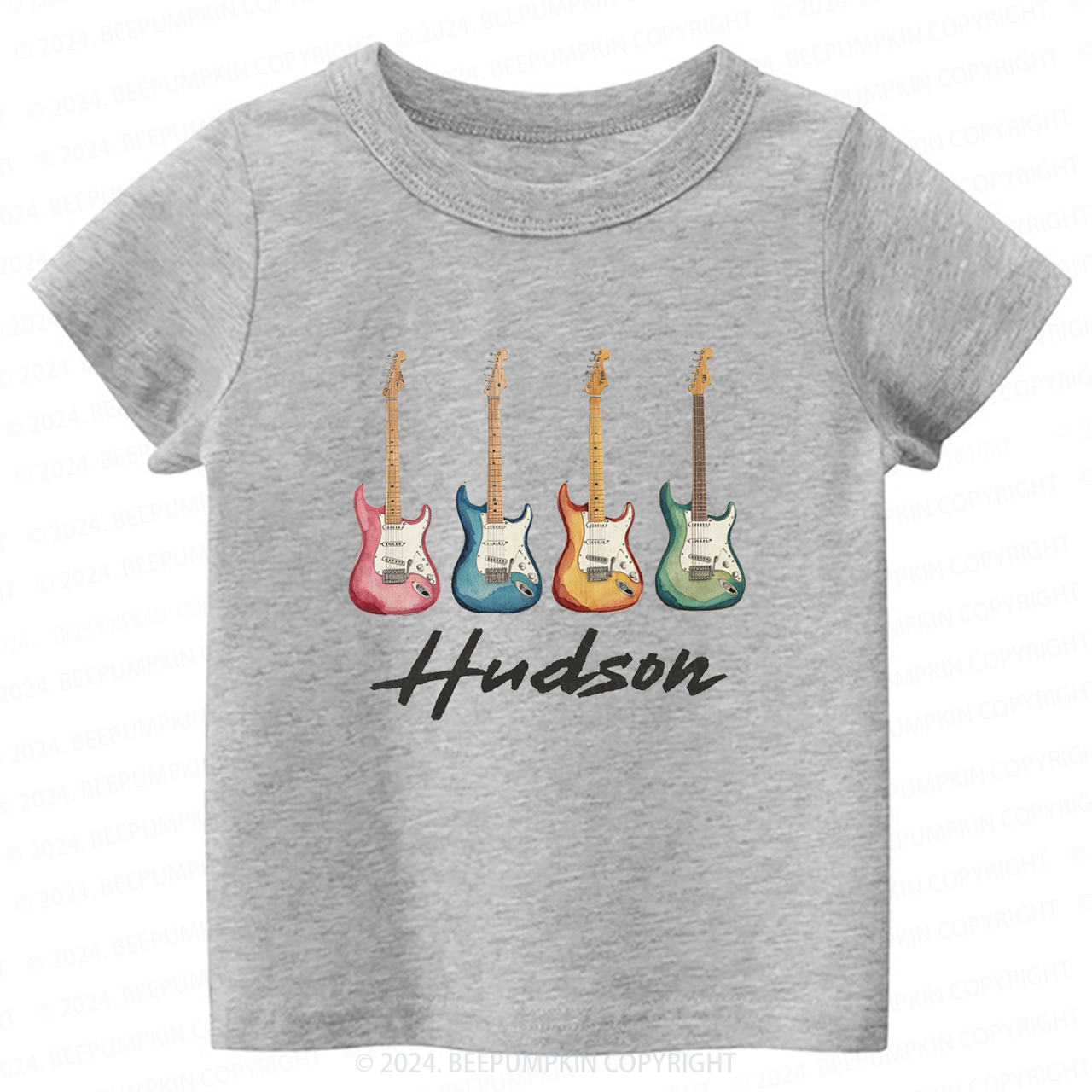 Personalized Electric Guitars In A Row Toddler&Kids Tees 8