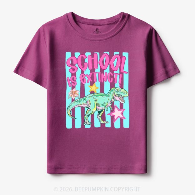 Retro Dinosaur School Is Extinct Last Day Of School Toddler&Kids Shirts