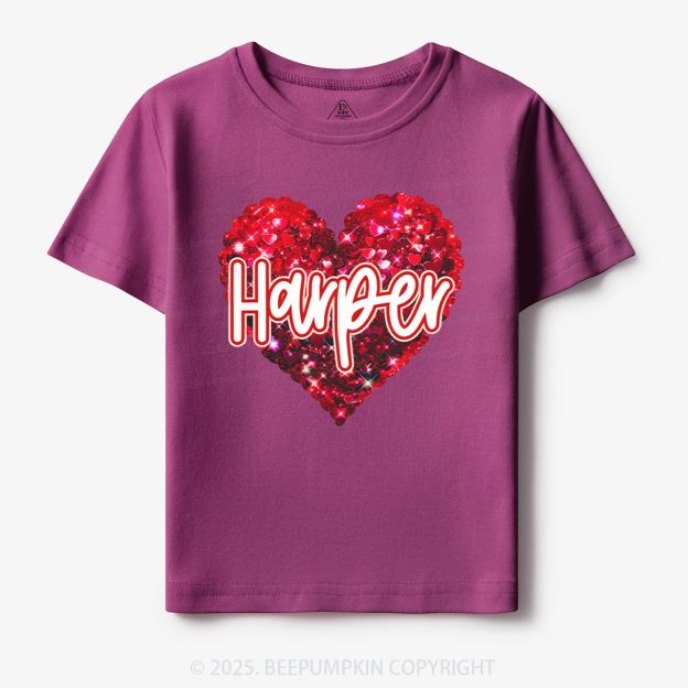 Personalized Sparkling Heart Name Toddler&Kid's Tees Beepumpkin
