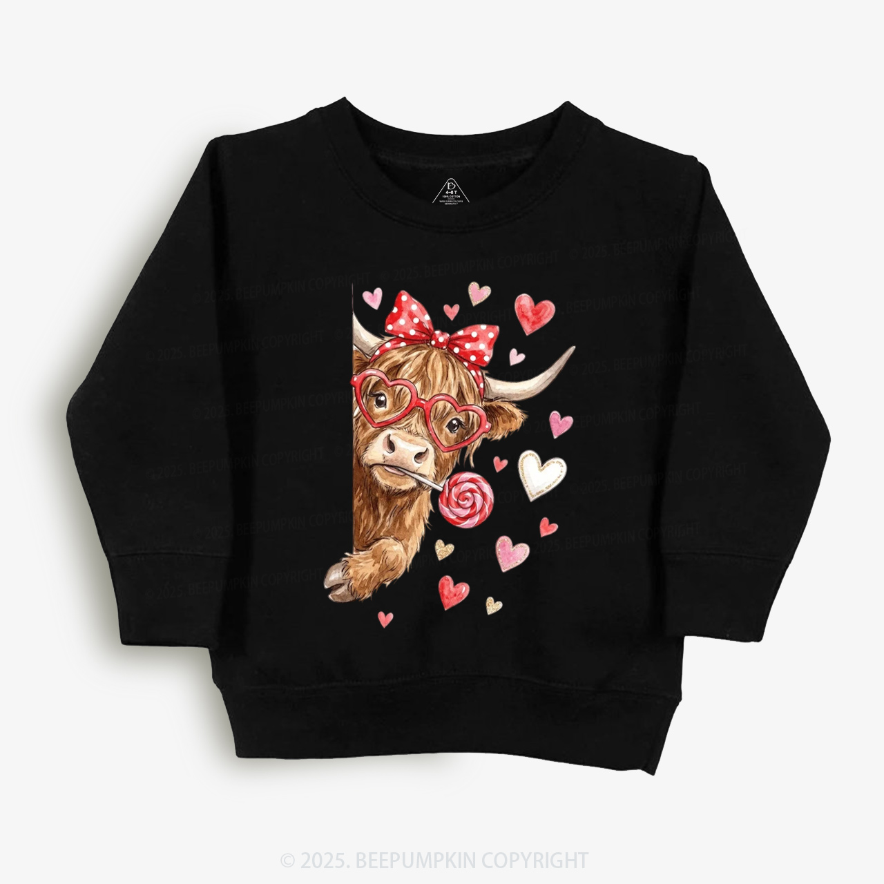 Valentine Highland Cow Kid's Sweatshirt