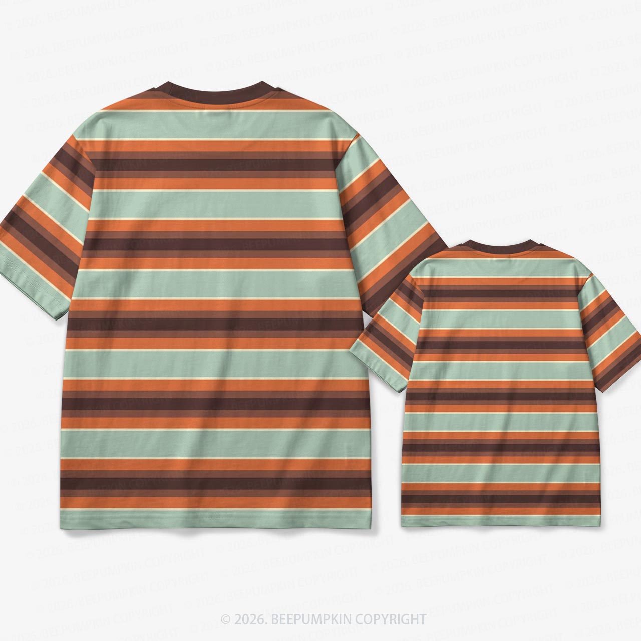 Retro Rustic Caramel Stripe Family Matching Ringer T-Shirt