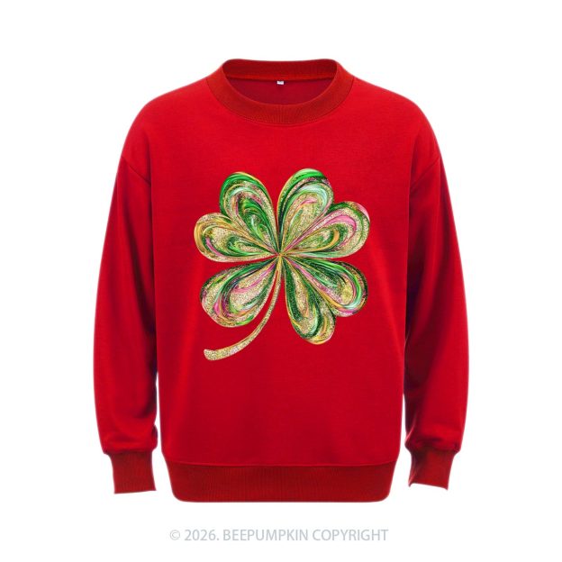 Retro Lucky Shamrock St Patrick's Day Aldult Sweatshirt