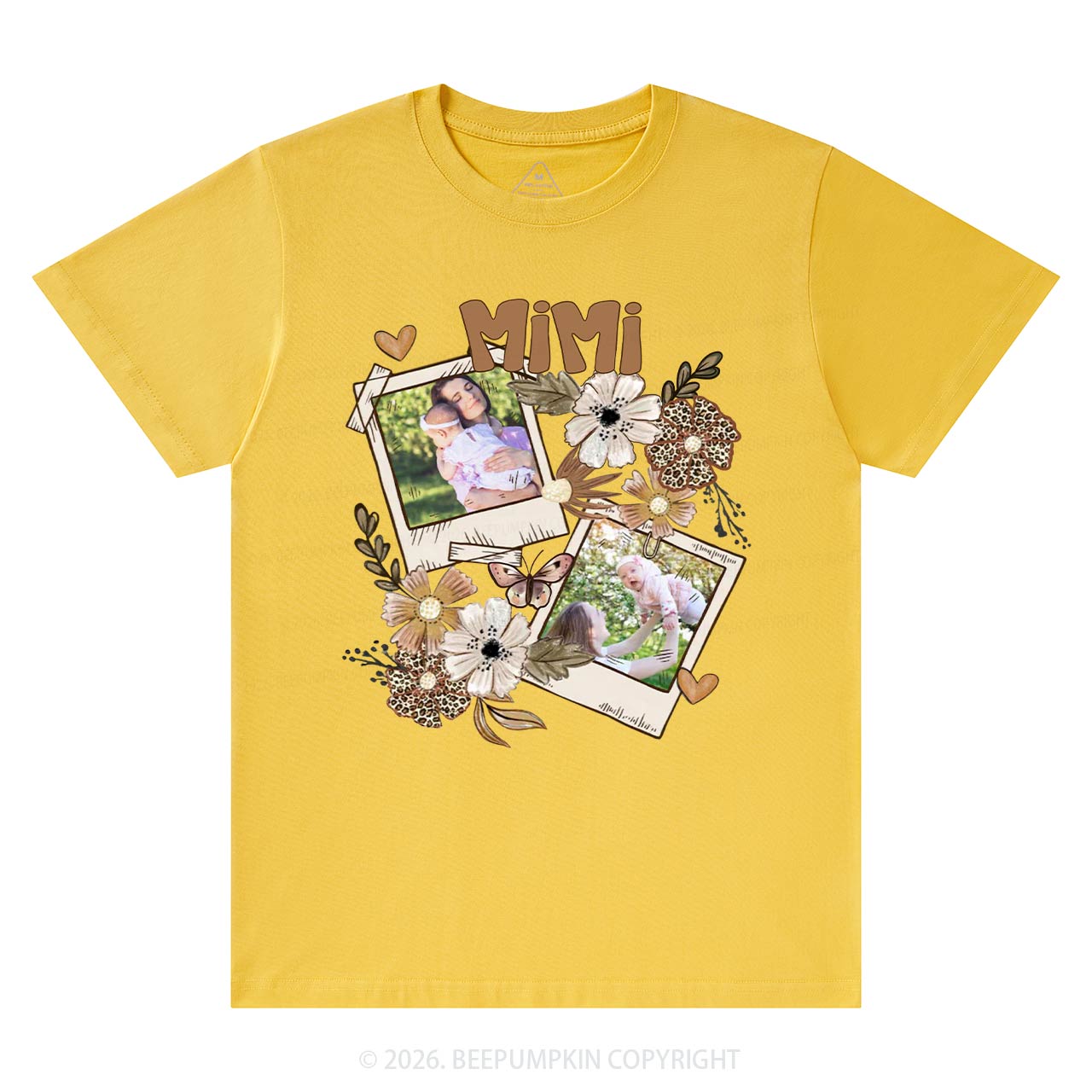 Personalized Photo With Floral T-Shirt For Mom