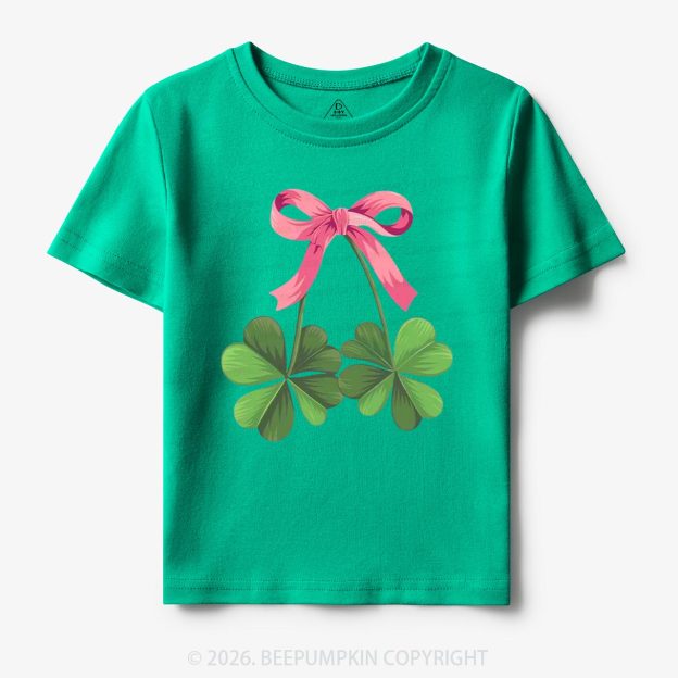 Lucky Shamrock Bow St Patrick's Day Toddler&Kid's Tees Beepumpkin