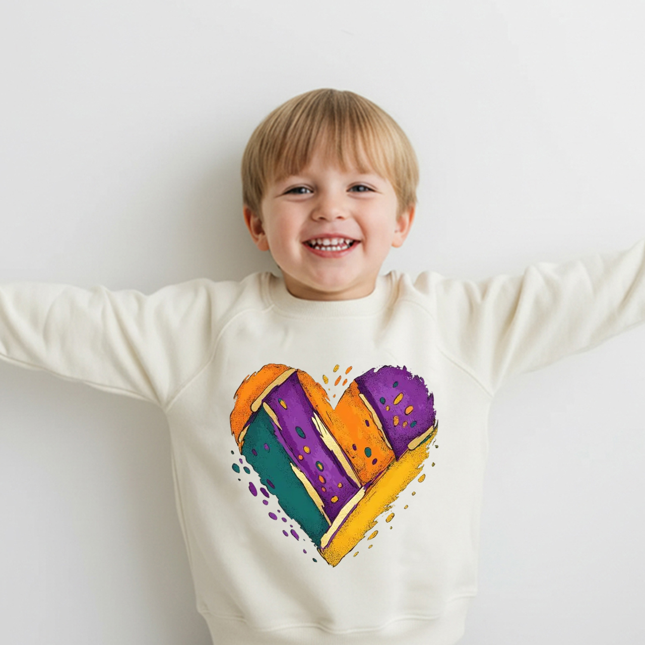 Mardi Gras Heart Kid's Sweatshirt
