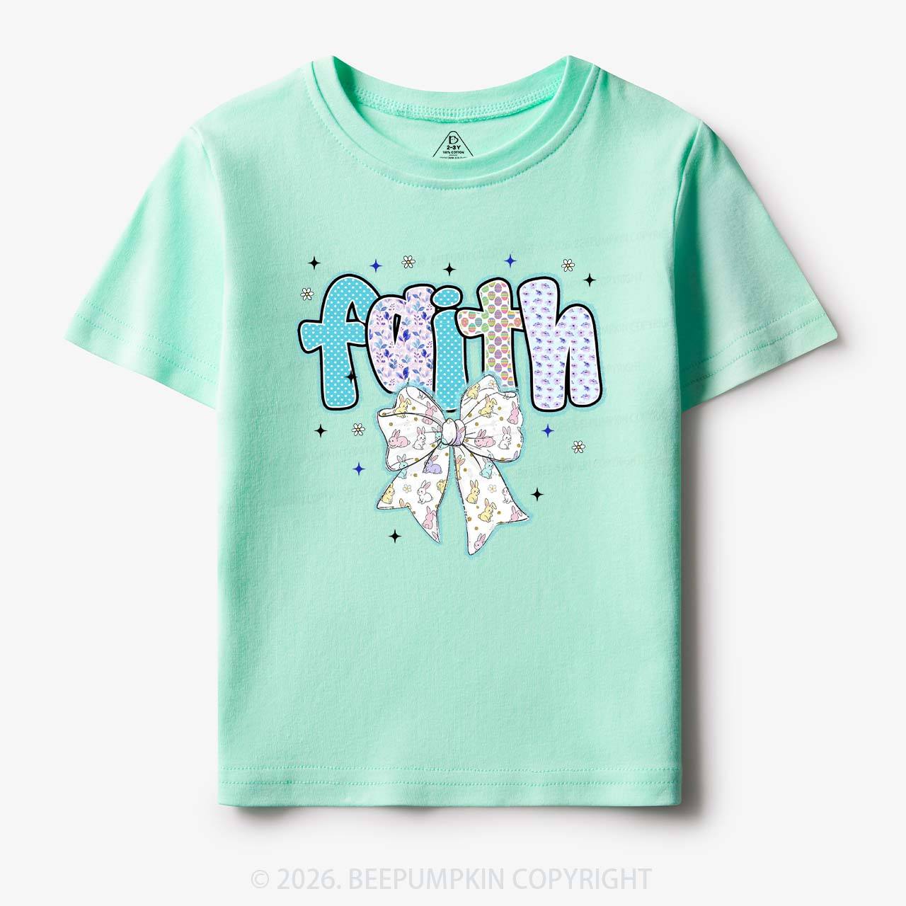 Blooming Faith Bunny Bow Toddler&Kid's Tees