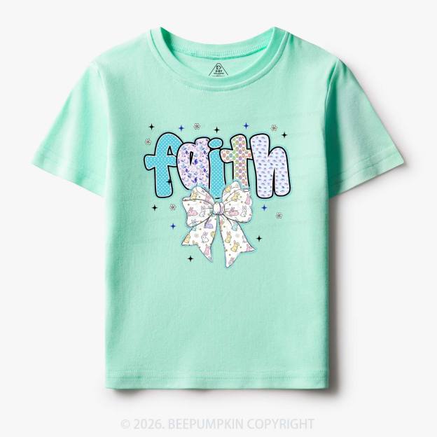 Blooming Faith Bunny Bow Toddler&Kid's Tees
