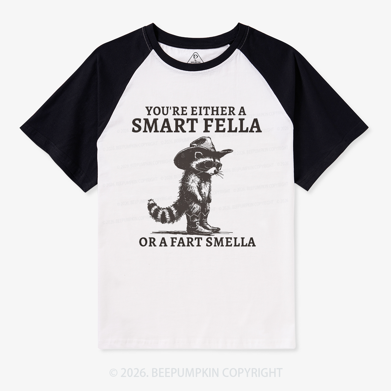 Retro Smart Fella Raccoon 90s Raglan T-Shirt
