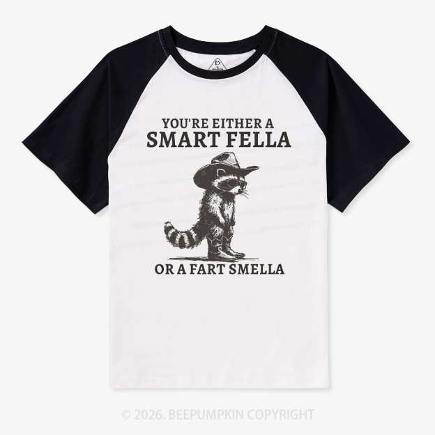 Retro Smart Fella Raccoon 90s Raglan T-Shirt