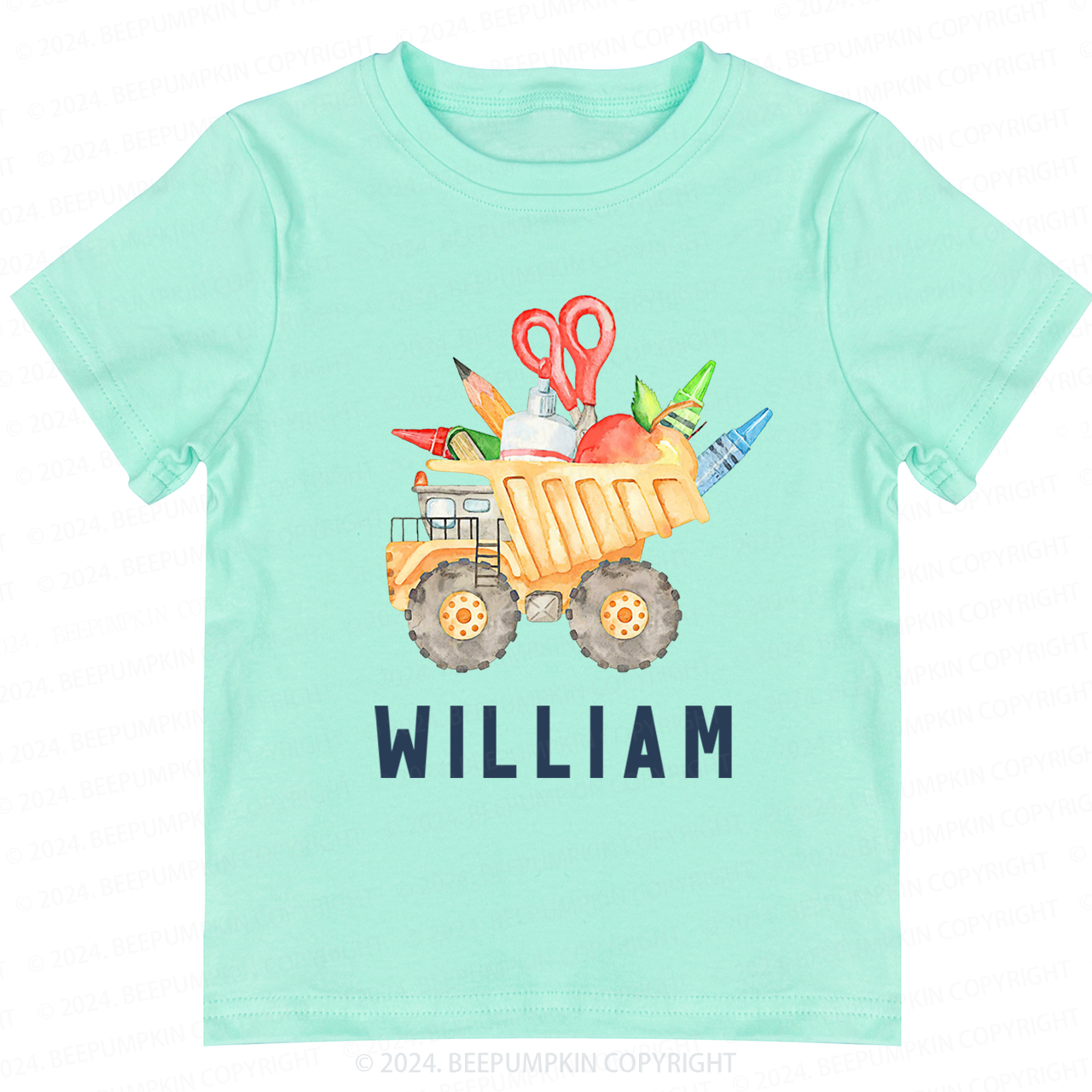 Personalized Name Back To School Car Print Toddler Tees