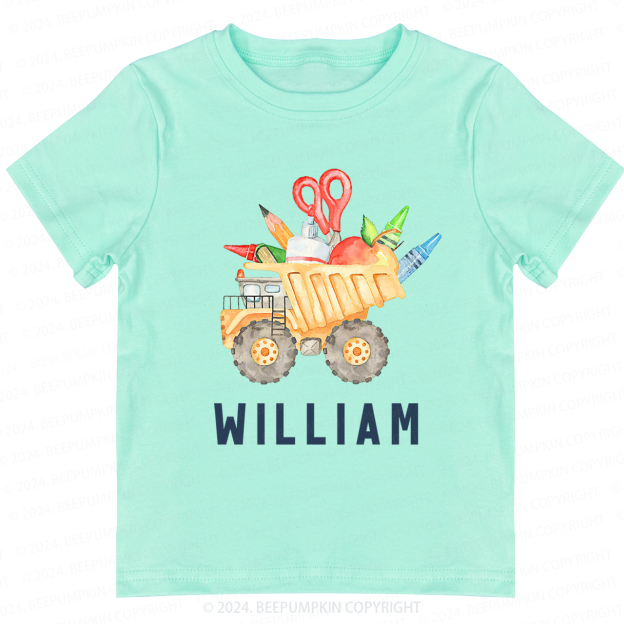 Personalized Name Back To School Car Print Toddler Tees