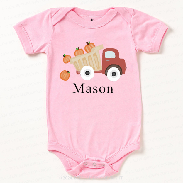 Personalized Pumpkin Truck Baby Bodysuits 