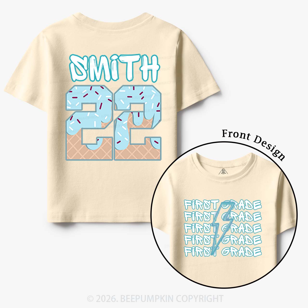 Personalized Blue Lightning Grade Toddler&Kid's Tees Beepumpkin
