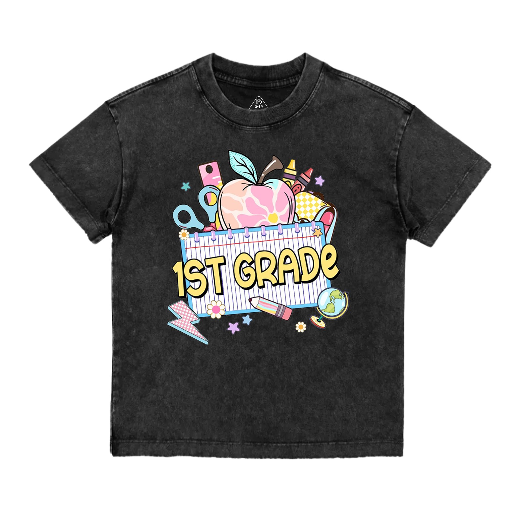 Personalized Pink Apple Back To School Gift Pack Toddler&Kids Washed Tees