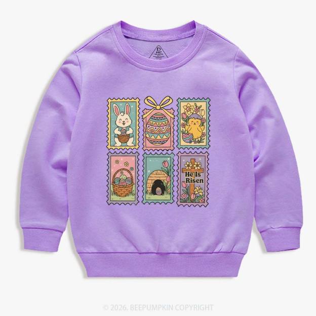 He Is Risen Easter Stam Kid's Sweatshirt