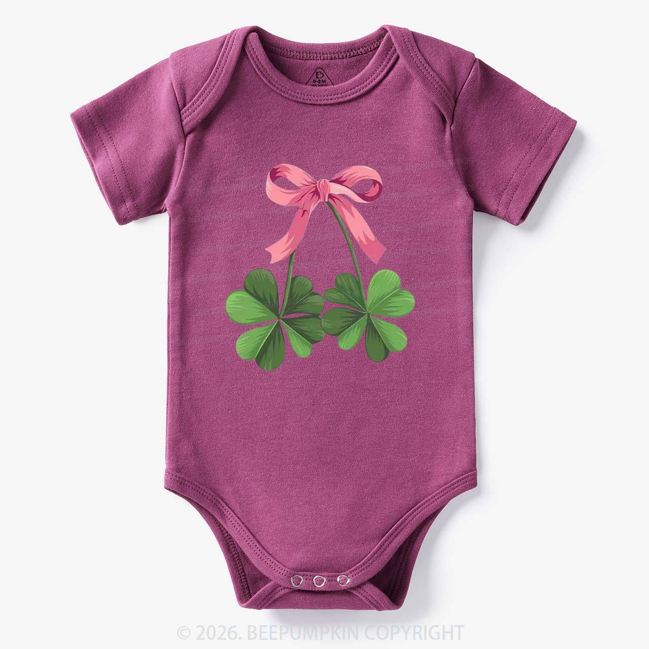 Lucky Shamrock Bow St Patrick's Day Bodysuit
