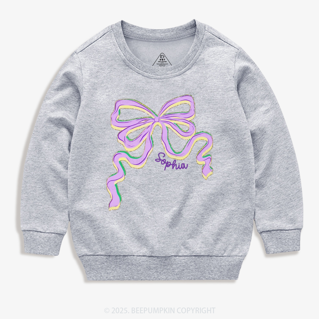 Personalized Sugar Bow Mardi Gras Kid's Sweatshirt