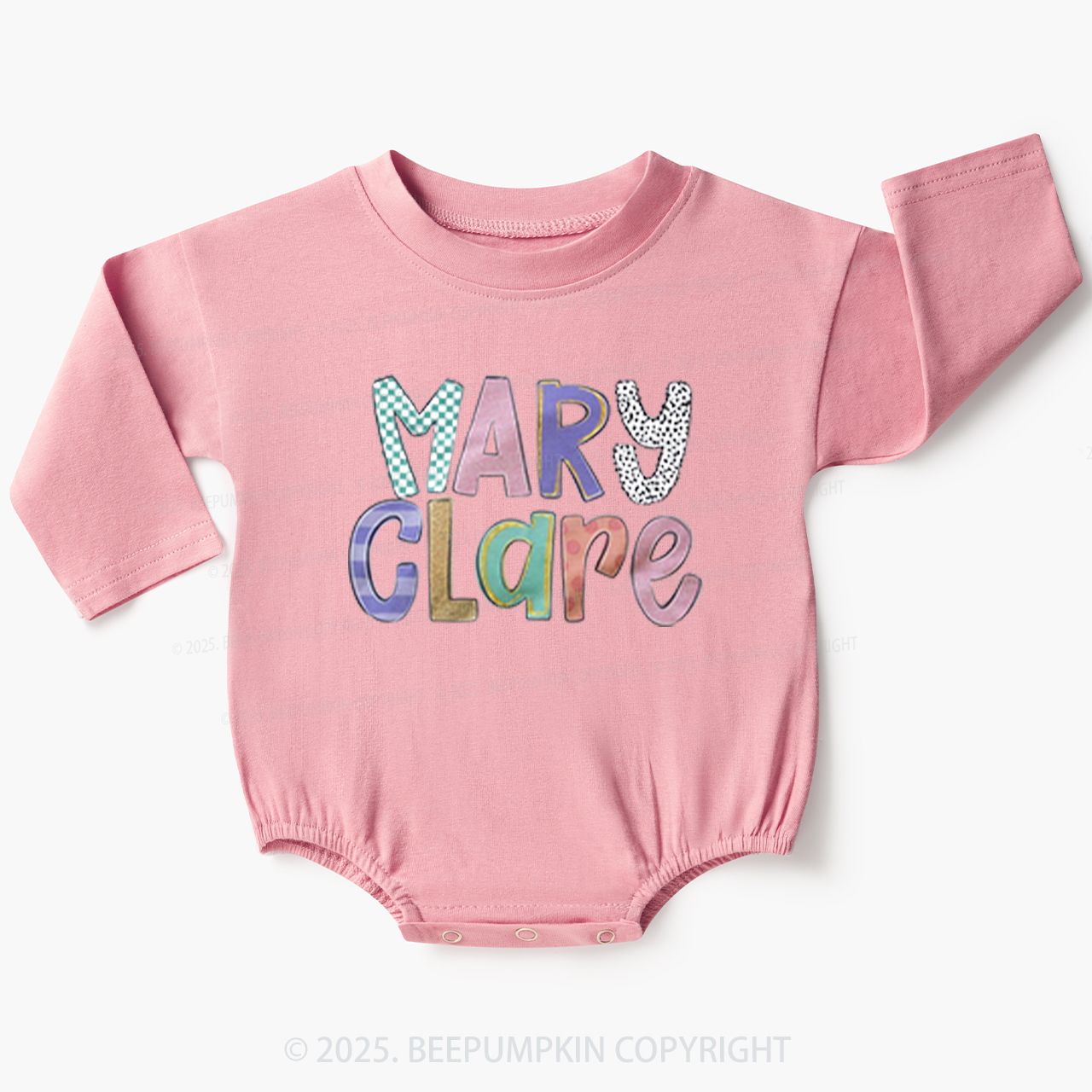 Personalized Colorful Identity Baby Bubble Romper Beepumpkin