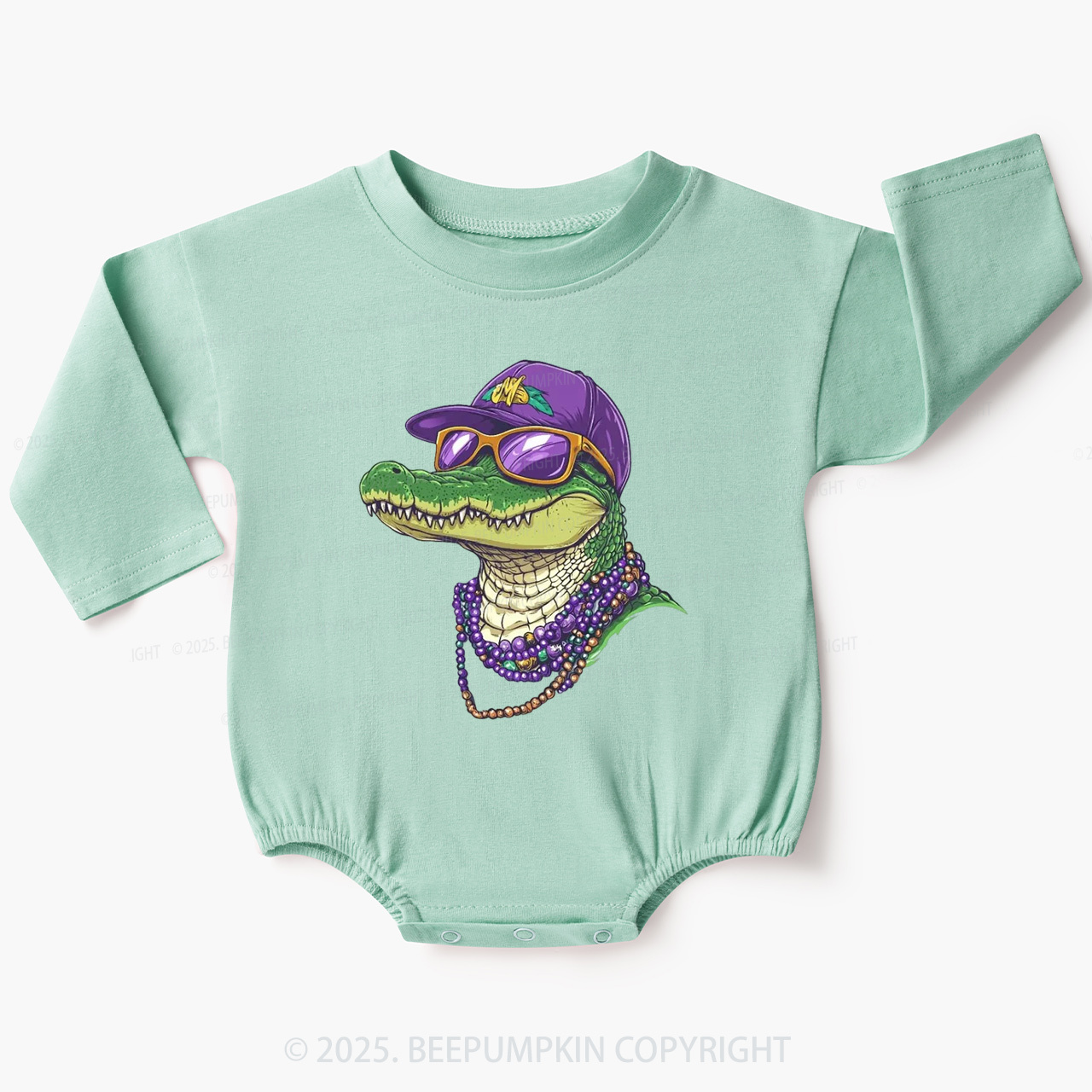 Alligator Mardi Gras Baby Bubble Romper Beepumpkin