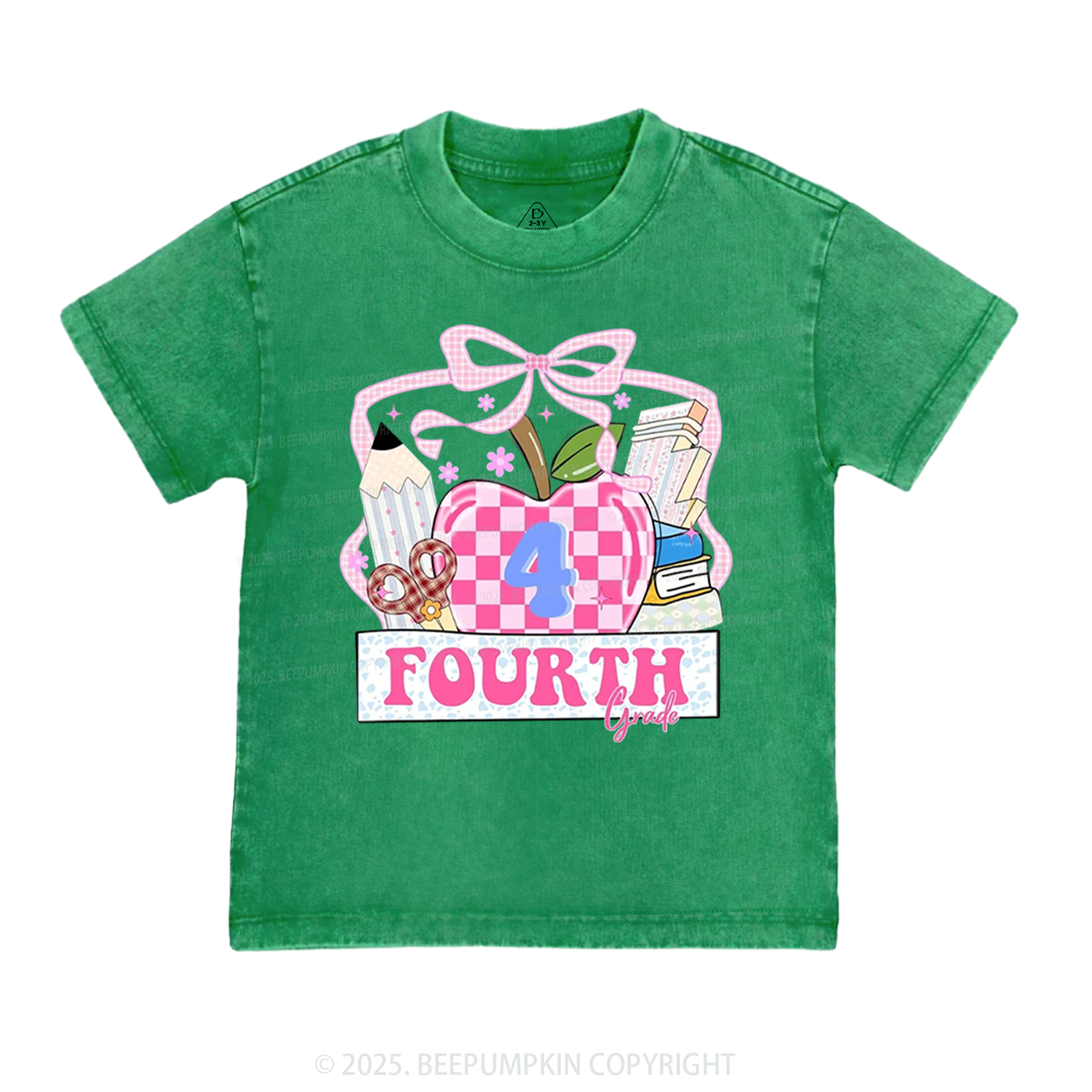 Personalized Checkered Apple Days Toddler&Kids Washed Tees