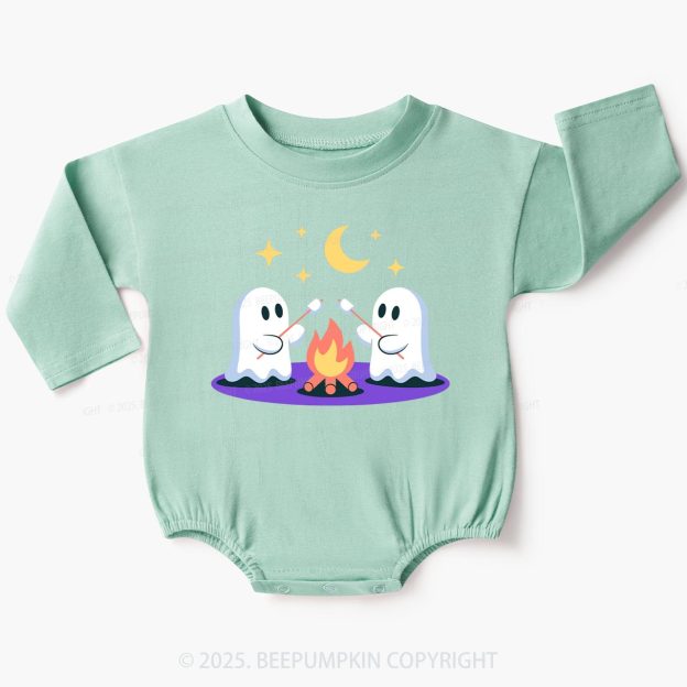 Ghost With Star Moon Baby Bubble Romper Beepumpkin