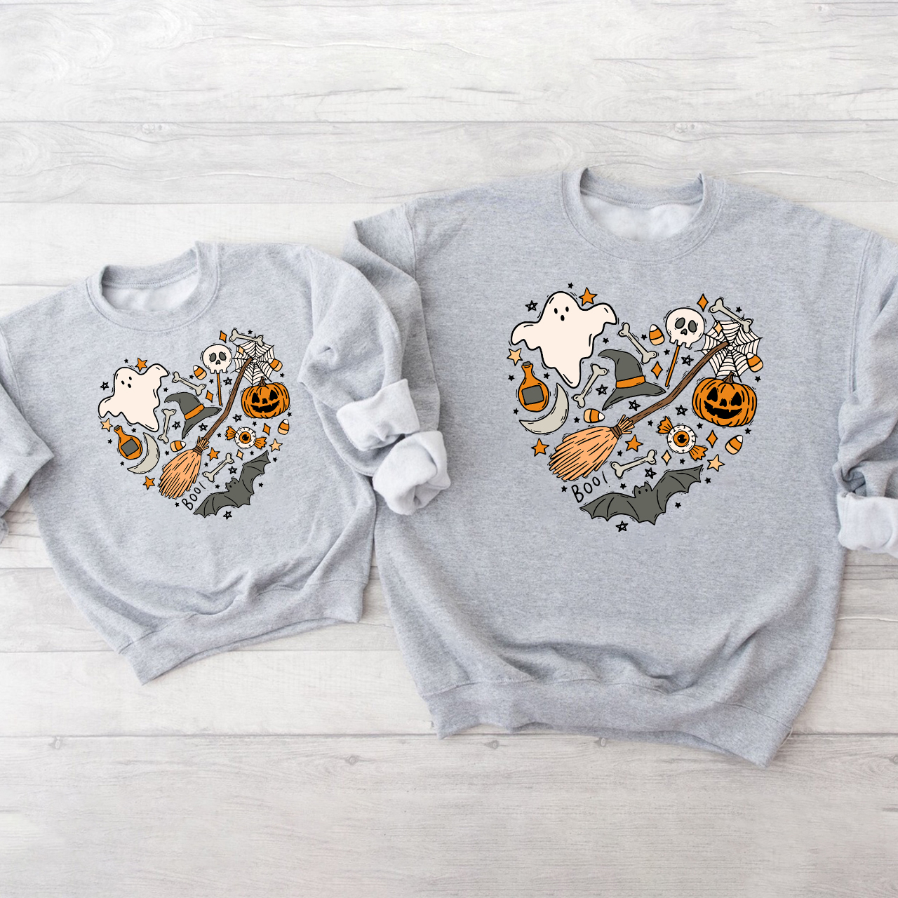 Happy Halloween Heart Doodles Sweatshirt For Family