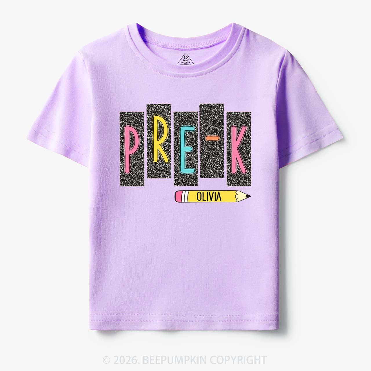 Personalized Name Preppy Daisy Floral Back to School Toddler&Kid's Tees