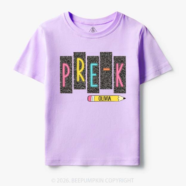 Personalized Name Preppy Daisy Floral Back to School Toddler&Kid's Tees