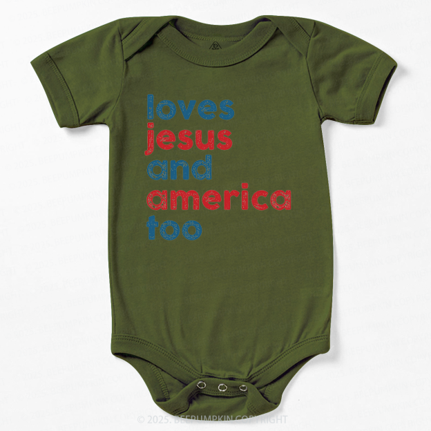 Loves Jesus And America Too Bodysuit Beepumpkin